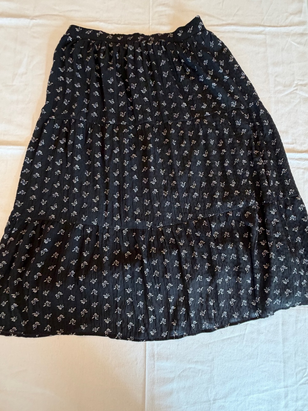 Baevely Black BOW printed Black Maxi skirt 1XL